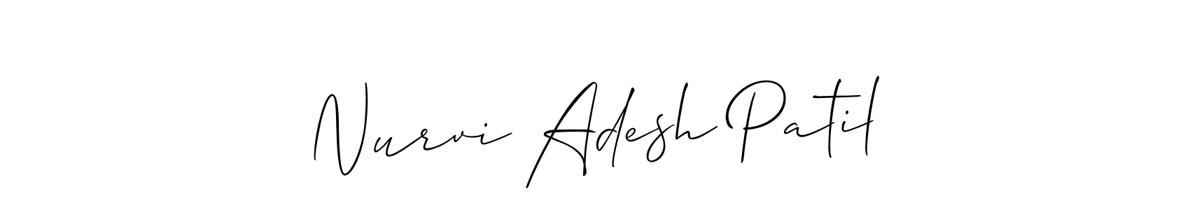 The best way (Allison_Script) to make a short signature is to pick only two or three words in your name. The name Nurvi Adesh Patil include a total of six letters. For converting this name. Nurvi Adesh Patil signature style 2 images and pictures png
