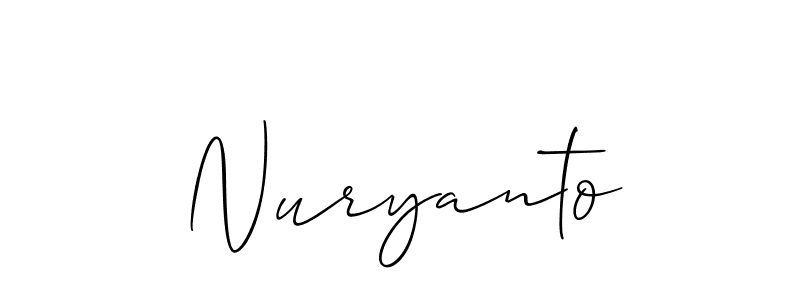 Also You can easily find your signature by using the search form. We will create Nuryanto name handwritten signature images for you free of cost using Allison_Script sign style. Nuryanto signature style 2 images and pictures png