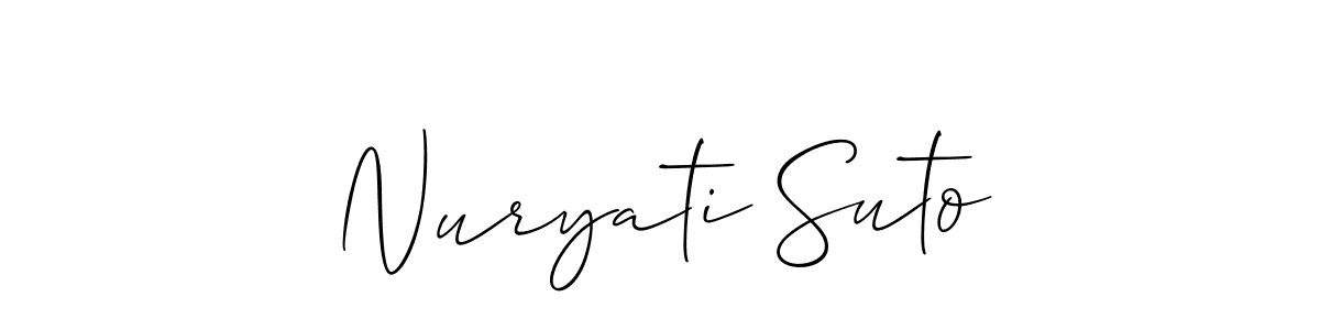 It looks lik you need a new signature style for name Nuryati Suto. Design unique handwritten (Allison_Script) signature with our free signature maker in just a few clicks. Nuryati Suto signature style 2 images and pictures png