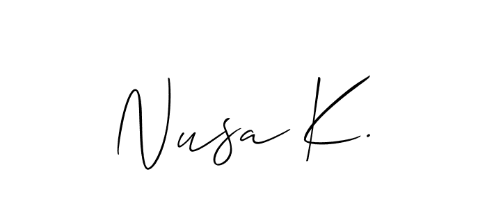 How to make Nusa K. signature? Allison_Script is a professional autograph style. Create handwritten signature for Nusa K. name. Nusa K. signature style 2 images and pictures png