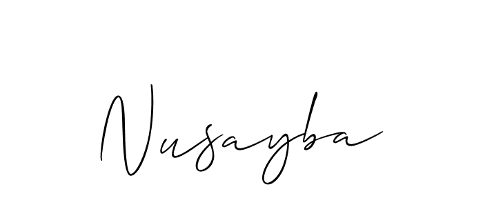 Similarly Allison_Script is the best handwritten signature design. Signature creator online .You can use it as an online autograph creator for name Nusayba. Nusayba signature style 2 images and pictures png