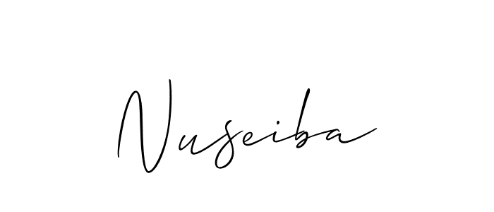 Create a beautiful signature design for name Nuseiba. With this signature (Allison_Script) fonts, you can make a handwritten signature for free. Nuseiba signature style 2 images and pictures png