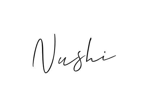 Use a signature maker to create a handwritten signature online. With this signature software, you can design (Allison_Script) your own signature for name Nushi. Nushi signature style 2 images and pictures png