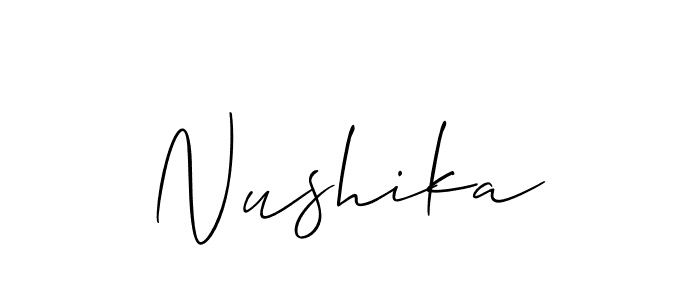 Design your own signature with our free online signature maker. With this signature software, you can create a handwritten (Allison_Script) signature for name Nushika. Nushika signature style 2 images and pictures png
