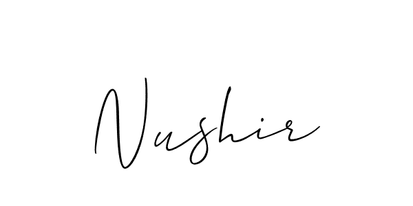 Design your own signature with our free online signature maker. With this signature software, you can create a handwritten (Allison_Script) signature for name Nushir. Nushir signature style 2 images and pictures png
