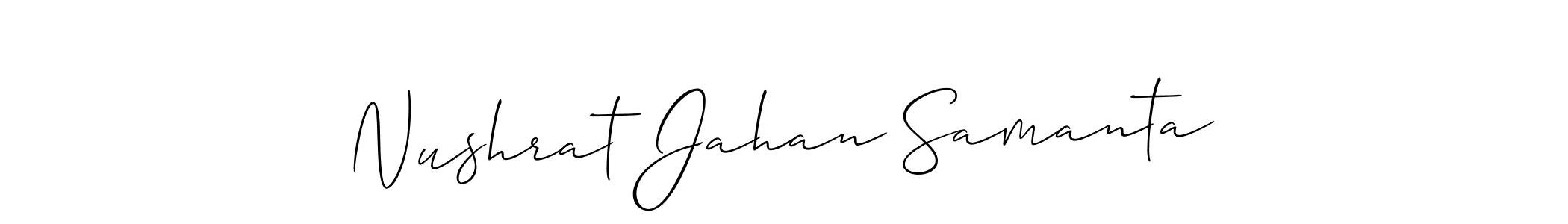 Also You can easily find your signature by using the search form. We will create Nushrat Jahan Samanta name handwritten signature images for you free of cost using Allison_Script sign style. Nushrat Jahan Samanta signature style 2 images and pictures png