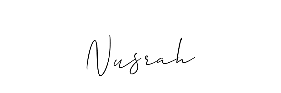 How to make Nusrah❤ name signature. Use Allison_Script style for creating short signs online. This is the latest handwritten sign. Nusrah❤ signature style 2 images and pictures png