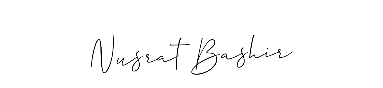 Make a beautiful signature design for name Nusrat Bashir. With this signature (Allison_Script) style, you can create a handwritten signature for free. Nusrat Bashir signature style 2 images and pictures png