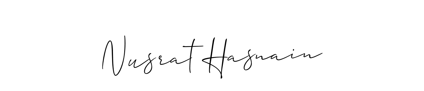 How to Draw Nusrat Hasnain signature style? Allison_Script is a latest design signature styles for name Nusrat Hasnain. Nusrat Hasnain signature style 2 images and pictures png