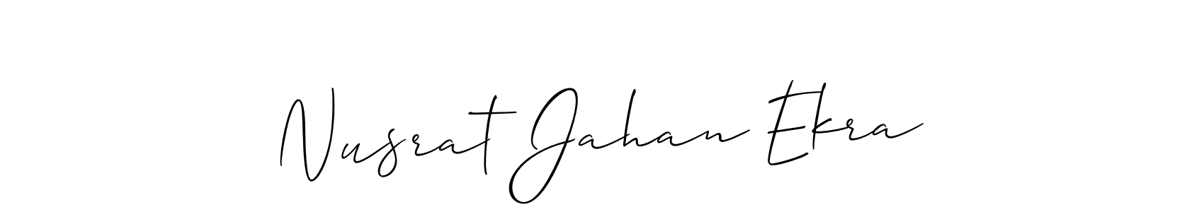 It looks lik you need a new signature style for name Nusrat Jahan Ekra. Design unique handwritten (Allison_Script) signature with our free signature maker in just a few clicks. Nusrat Jahan Ekra signature style 2 images and pictures png