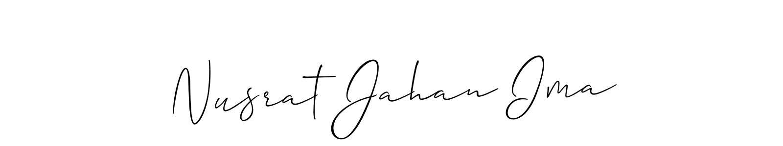 Create a beautiful signature design for name Nusrat Jahan Ima. With this signature (Allison_Script) fonts, you can make a handwritten signature for free. Nusrat Jahan Ima signature style 2 images and pictures png