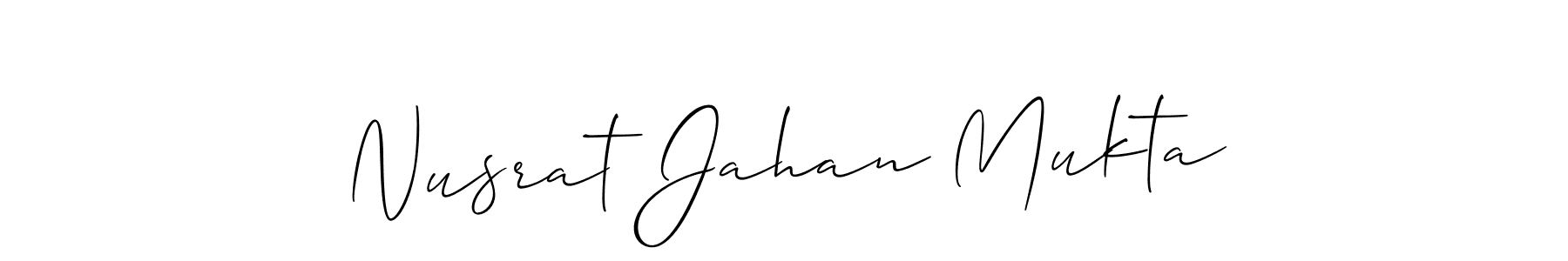 Create a beautiful signature design for name Nusrat Jahan Mukta. With this signature (Allison_Script) fonts, you can make a handwritten signature for free. Nusrat Jahan Mukta signature style 2 images and pictures png