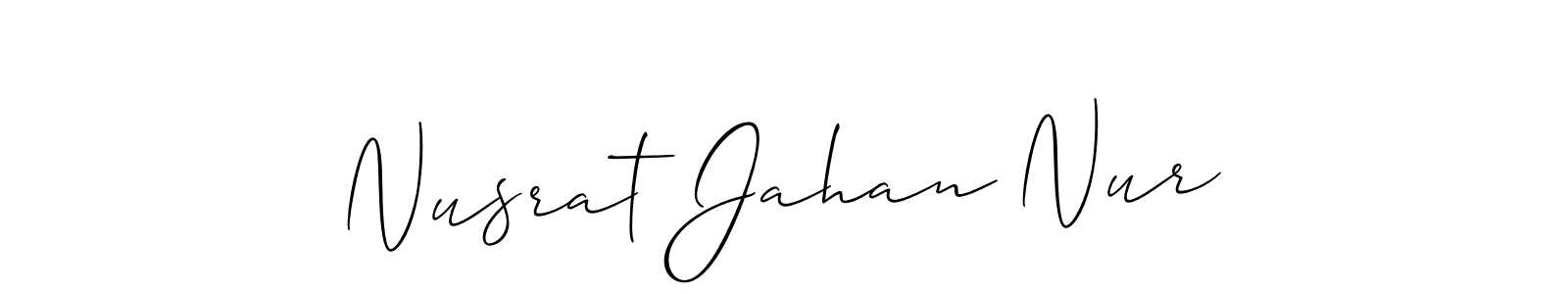 It looks lik you need a new signature style for name Nusrat Jahan Nur. Design unique handwritten (Allison_Script) signature with our free signature maker in just a few clicks. Nusrat Jahan Nur signature style 2 images and pictures png