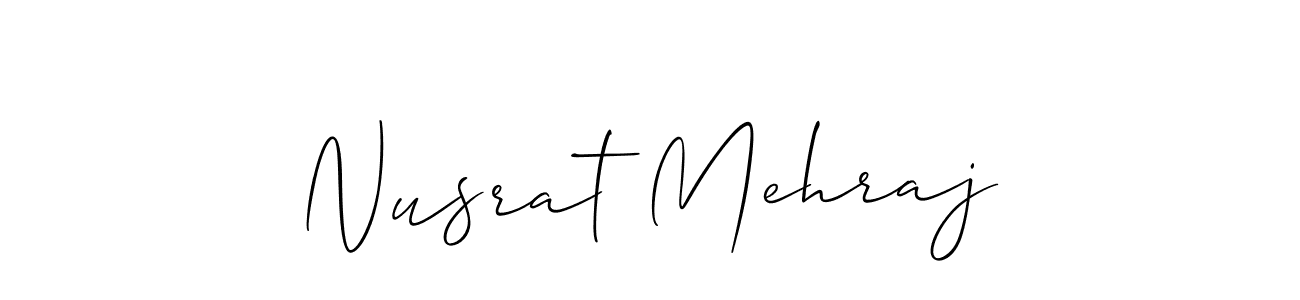 Allison_Script is a professional signature style that is perfect for those who want to add a touch of class to their signature. It is also a great choice for those who want to make their signature more unique. Get Nusrat Mehraj name to fancy signature for free. Nusrat Mehraj signature style 2 images and pictures png