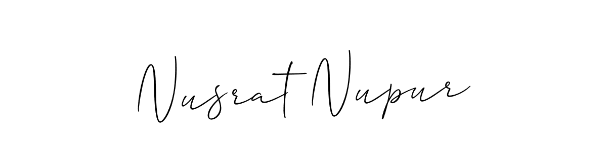The best way (Allison_Script) to make a short signature is to pick only two or three words in your name. The name Nusrat Nupur include a total of six letters. For converting this name. Nusrat Nupur signature style 2 images and pictures png