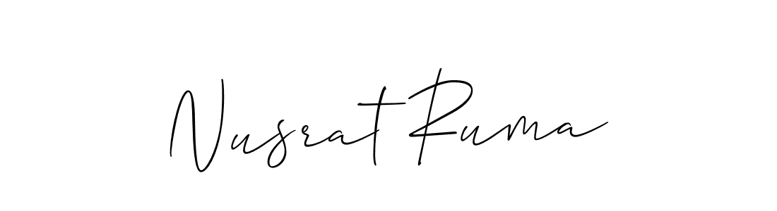 Use a signature maker to create a handwritten signature online. With this signature software, you can design (Allison_Script) your own signature for name Nusrat Ruma. Nusrat Ruma signature style 2 images and pictures png