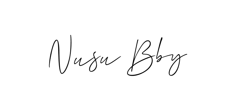 if you are searching for the best signature style for your name Nusu Bby. so please give up your signature search. here we have designed multiple signature styles  using Allison_Script. Nusu Bby signature style 2 images and pictures png