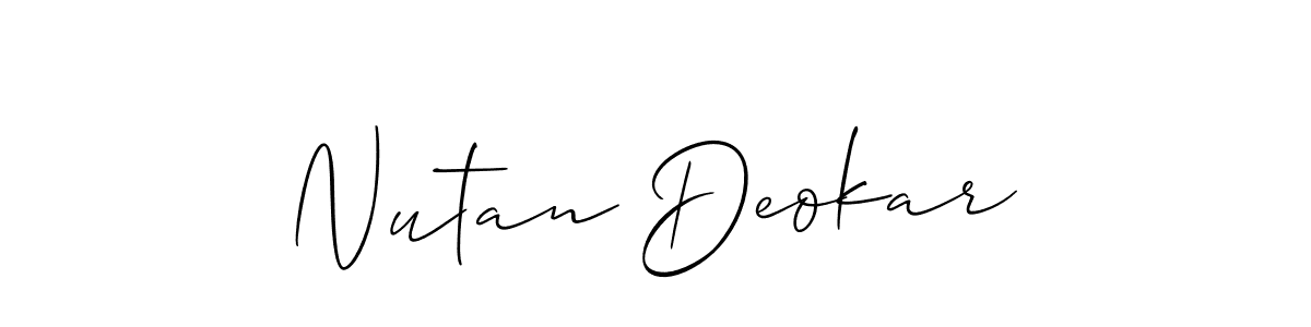 Allison_Script is a professional signature style that is perfect for those who want to add a touch of class to their signature. It is also a great choice for those who want to make their signature more unique. Get Nutan Deokar name to fancy signature for free. Nutan Deokar signature style 2 images and pictures png