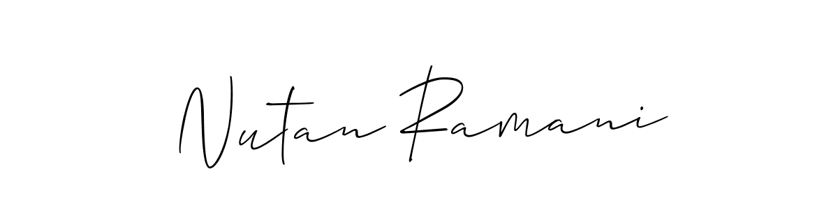 Allison_Script is a professional signature style that is perfect for those who want to add a touch of class to their signature. It is also a great choice for those who want to make their signature more unique. Get Nutan Ramani name to fancy signature for free. Nutan Ramani signature style 2 images and pictures png