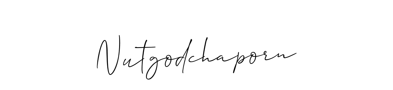 if you are searching for the best signature style for your name Nutgodchaporn. so please give up your signature search. here we have designed multiple signature styles  using Allison_Script. Nutgodchaporn signature style 2 images and pictures png