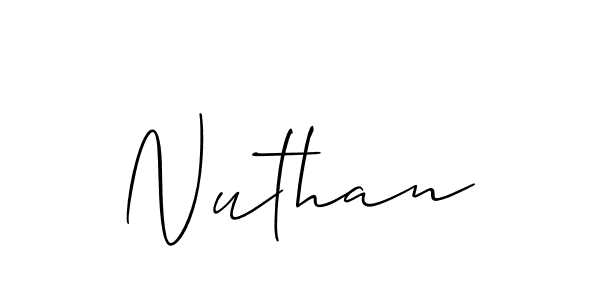 Design your own signature with our free online signature maker. With this signature software, you can create a handwritten (Allison_Script) signature for name Nuthan. Nuthan signature style 2 images and pictures png