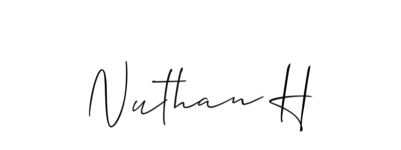 Make a beautiful signature design for name Nuthan H. With this signature (Allison_Script) style, you can create a handwritten signature for free. Nuthan H signature style 2 images and pictures png