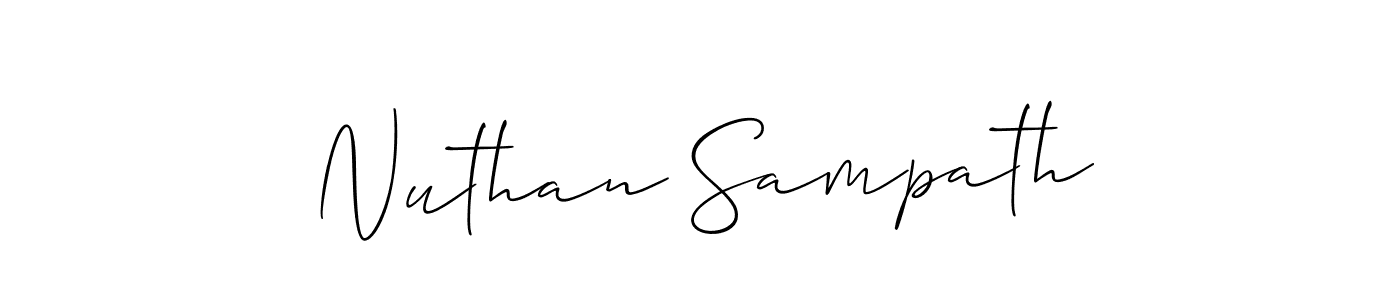 Similarly Allison_Script is the best handwritten signature design. Signature creator online .You can use it as an online autograph creator for name Nuthan Sampath. Nuthan Sampath signature style 2 images and pictures png