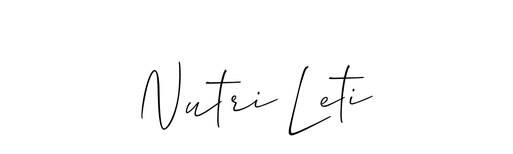 Similarly Allison_Script is the best handwritten signature design. Signature creator online .You can use it as an online autograph creator for name Nutri Leti. Nutri Leti signature style 2 images and pictures png