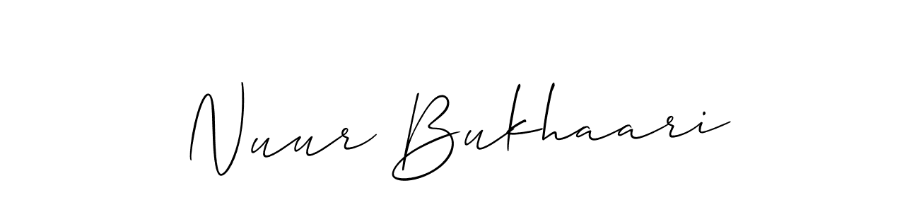 You should practise on your own different ways (Allison_Script) to write your name (Nuur Bukhaari) in signature. don't let someone else do it for you. Nuur Bukhaari signature style 2 images and pictures png