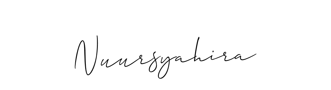 Create a beautiful signature design for name Nuursyahira. With this signature (Allison_Script) fonts, you can make a handwritten signature for free. Nuursyahira signature style 2 images and pictures png