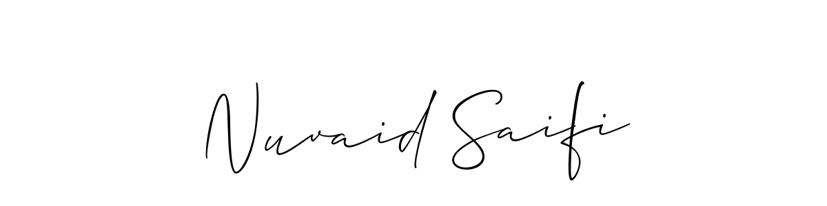 Check out images of Autograph of Nuvaid Saifi name. Actor Nuvaid Saifi Signature Style. Allison_Script is a professional sign style online. Nuvaid Saifi signature style 2 images and pictures png