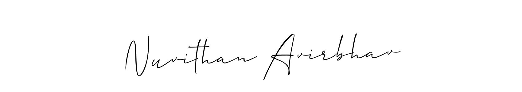Make a beautiful signature design for name Nuvithan Avirbhav. With this signature (Allison_Script) style, you can create a handwritten signature for free. Nuvithan Avirbhav signature style 2 images and pictures png