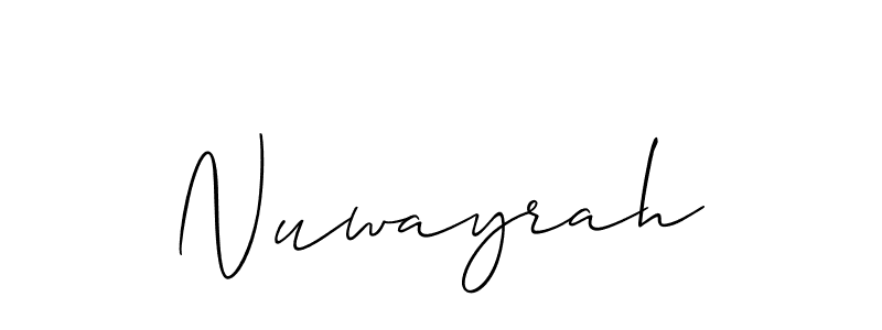 Make a beautiful signature design for name Nuwayrah. With this signature (Allison_Script) style, you can create a handwritten signature for free. Nuwayrah signature style 2 images and pictures png