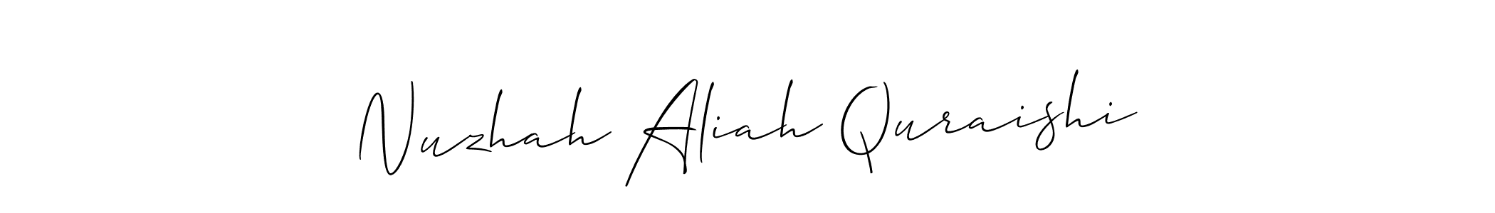 Create a beautiful signature design for name Nuzhah Aliah Quraishi. With this signature (Allison_Script) fonts, you can make a handwritten signature for free. Nuzhah Aliah Quraishi signature style 2 images and pictures png