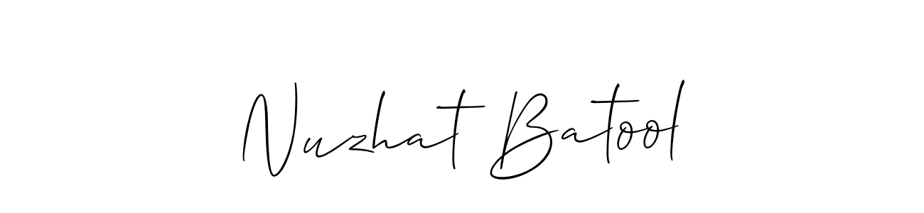 It looks lik you need a new signature style for name Nuzhat Batool. Design unique handwritten (Allison_Script) signature with our free signature maker in just a few clicks. Nuzhat Batool signature style 2 images and pictures png