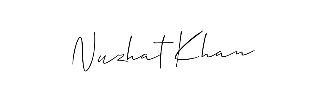 Make a beautiful signature design for name Nuzhat Khan. With this signature (Allison_Script) style, you can create a handwritten signature for free. Nuzhat Khan signature style 2 images and pictures png