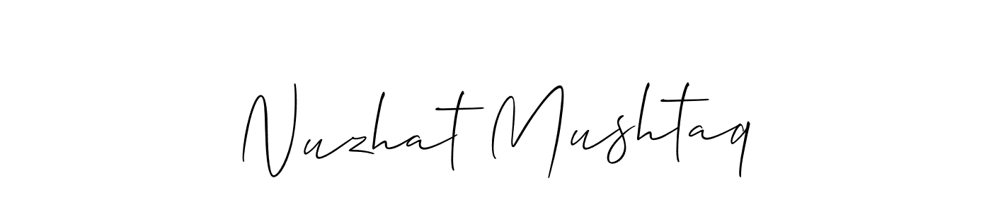 Make a beautiful signature design for name Nuzhat Mushtaq. With this signature (Allison_Script) style, you can create a handwritten signature for free. Nuzhat Mushtaq signature style 2 images and pictures png