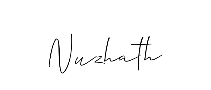 Create a beautiful signature design for name Nuzhath. With this signature (Allison_Script) fonts, you can make a handwritten signature for free. Nuzhath signature style 2 images and pictures png