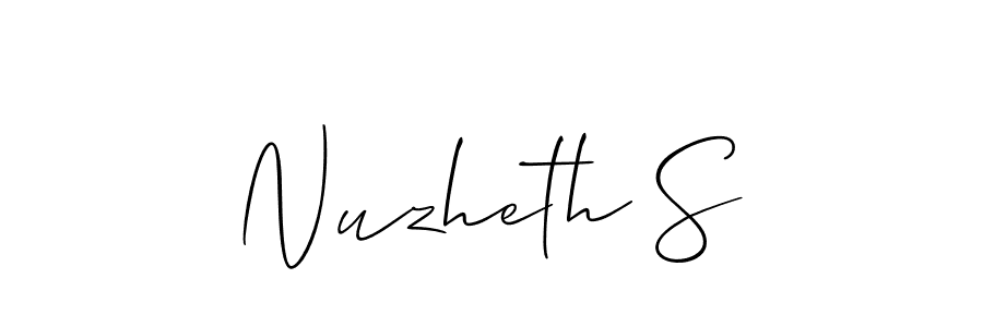 Make a short Nuzheth S signature style. Manage your documents anywhere anytime using Allison_Script. Create and add eSignatures, submit forms, share and send files easily. Nuzheth S signature style 2 images and pictures png