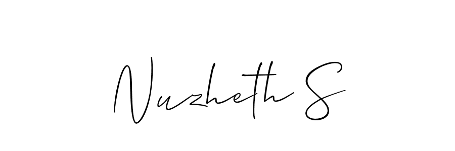 Make a short Nuzheth S signature style. Manage your documents anywhere anytime using Allison_Script. Create and add eSignatures, submit forms, share and send files easily. Nuzheth S signature style 2 images and pictures png