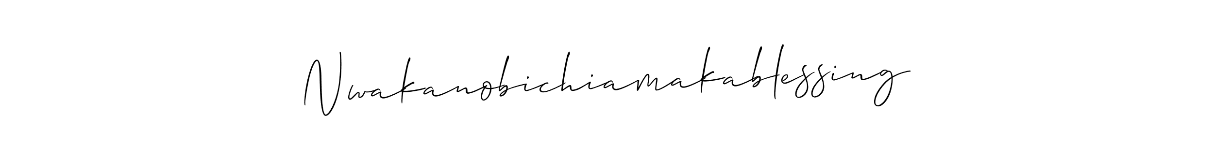 Use a signature maker to create a handwritten signature online. With this signature software, you can design (Allison_Script) your own signature for name Nwakanobichiamakablessing. Nwakanobichiamakablessing signature style 2 images and pictures png