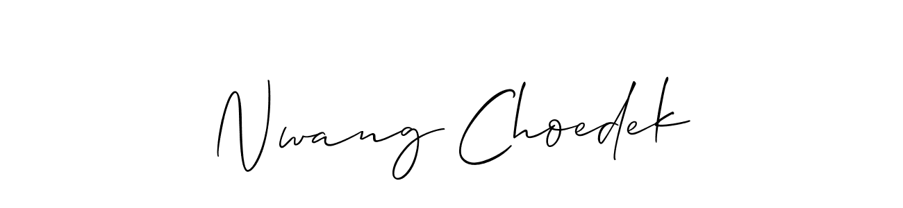 Make a beautiful signature design for name Nwang Choedek. With this signature (Allison_Script) style, you can create a handwritten signature for free. Nwang Choedek signature style 2 images and pictures png