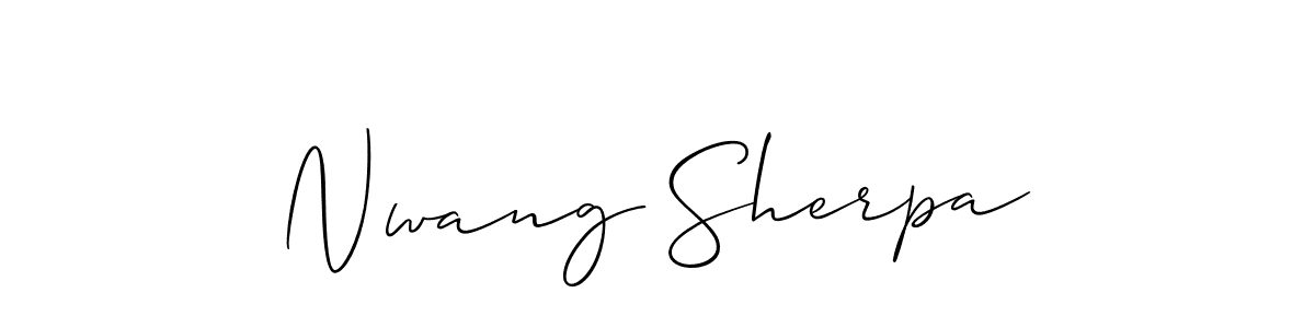 The best way (Allison_Script) to make a short signature is to pick only two or three words in your name. The name Nwang Sherpa include a total of six letters. For converting this name. Nwang Sherpa signature style 2 images and pictures png