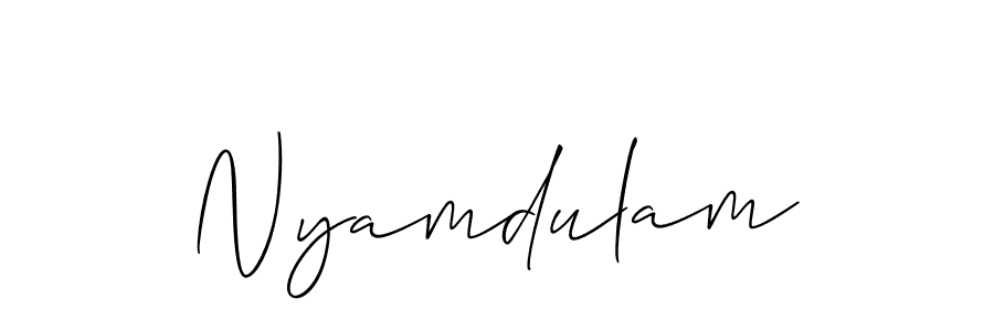 Create a beautiful signature design for name Nyamdulam. With this signature (Allison_Script) fonts, you can make a handwritten signature for free. Nyamdulam signature style 2 images and pictures png