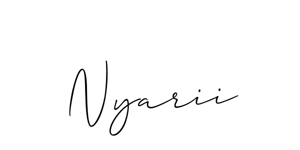Use a signature maker to create a handwritten signature online. With this signature software, you can design (Allison_Script) your own signature for name Nyarii. Nyarii signature style 2 images and pictures png