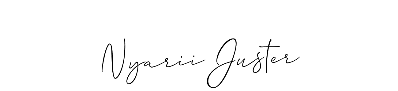 How to make Nyarii Juster name signature. Use Allison_Script style for creating short signs online. This is the latest handwritten sign. Nyarii Juster signature style 2 images and pictures png