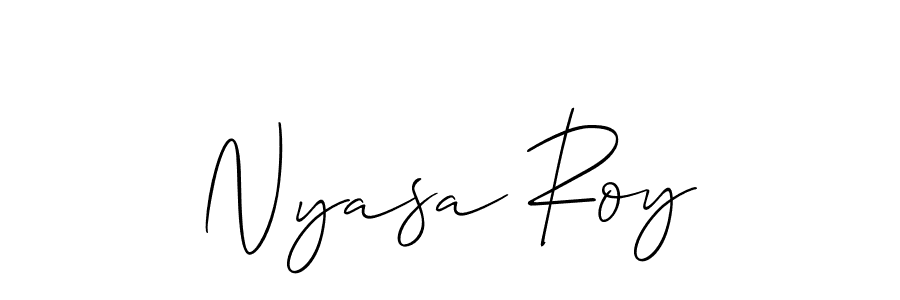 Similarly Allison_Script is the best handwritten signature design. Signature creator online .You can use it as an online autograph creator for name Nyasa Roy. Nyasa Roy signature style 2 images and pictures png