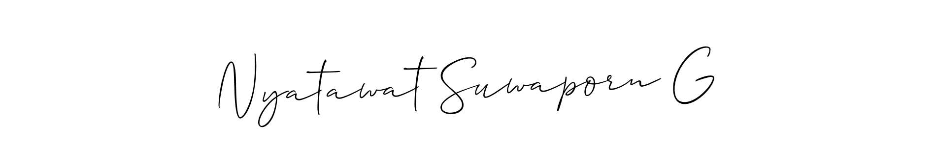See photos of Nyatawat Suwaporn G official signature by Spectra . Check more albums & portfolios. Read reviews & check more about Allison_Script font. Nyatawat Suwaporn G signature style 2 images and pictures png