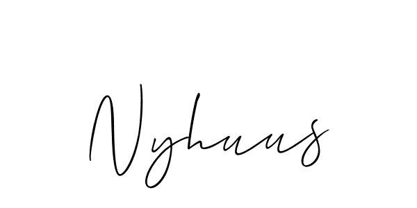 Allison_Script is a professional signature style that is perfect for those who want to add a touch of class to their signature. It is also a great choice for those who want to make their signature more unique. Get Nyhuus name to fancy signature for free. Nyhuus signature style 2 images and pictures png