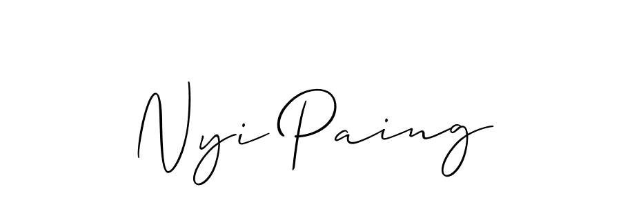 Similarly Allison_Script is the best handwritten signature design. Signature creator online .You can use it as an online autograph creator for name Nyi Paing. Nyi Paing signature style 2 images and pictures png